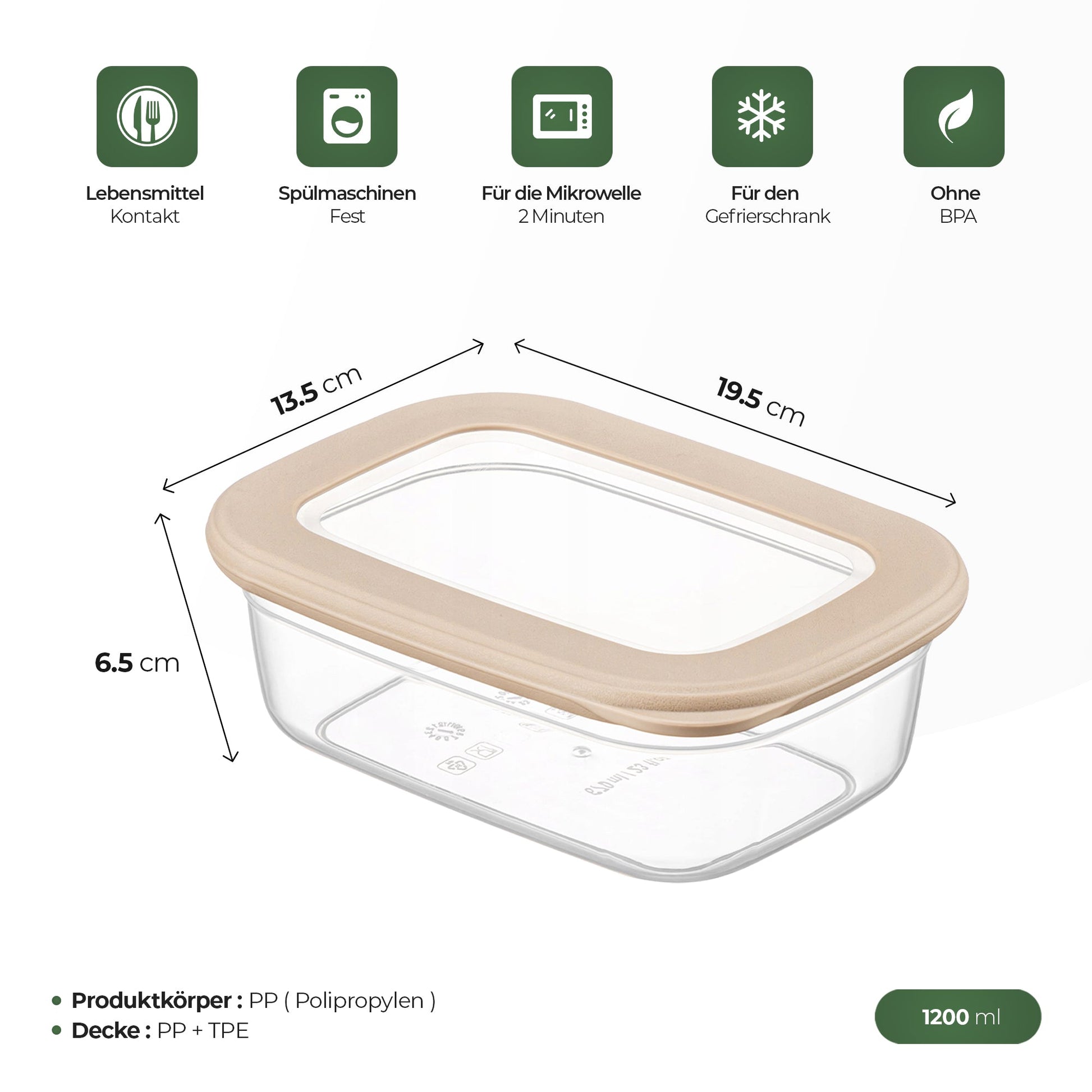 Stapelbare Vorratsbehälter Beige für moderne Küchenorganisation