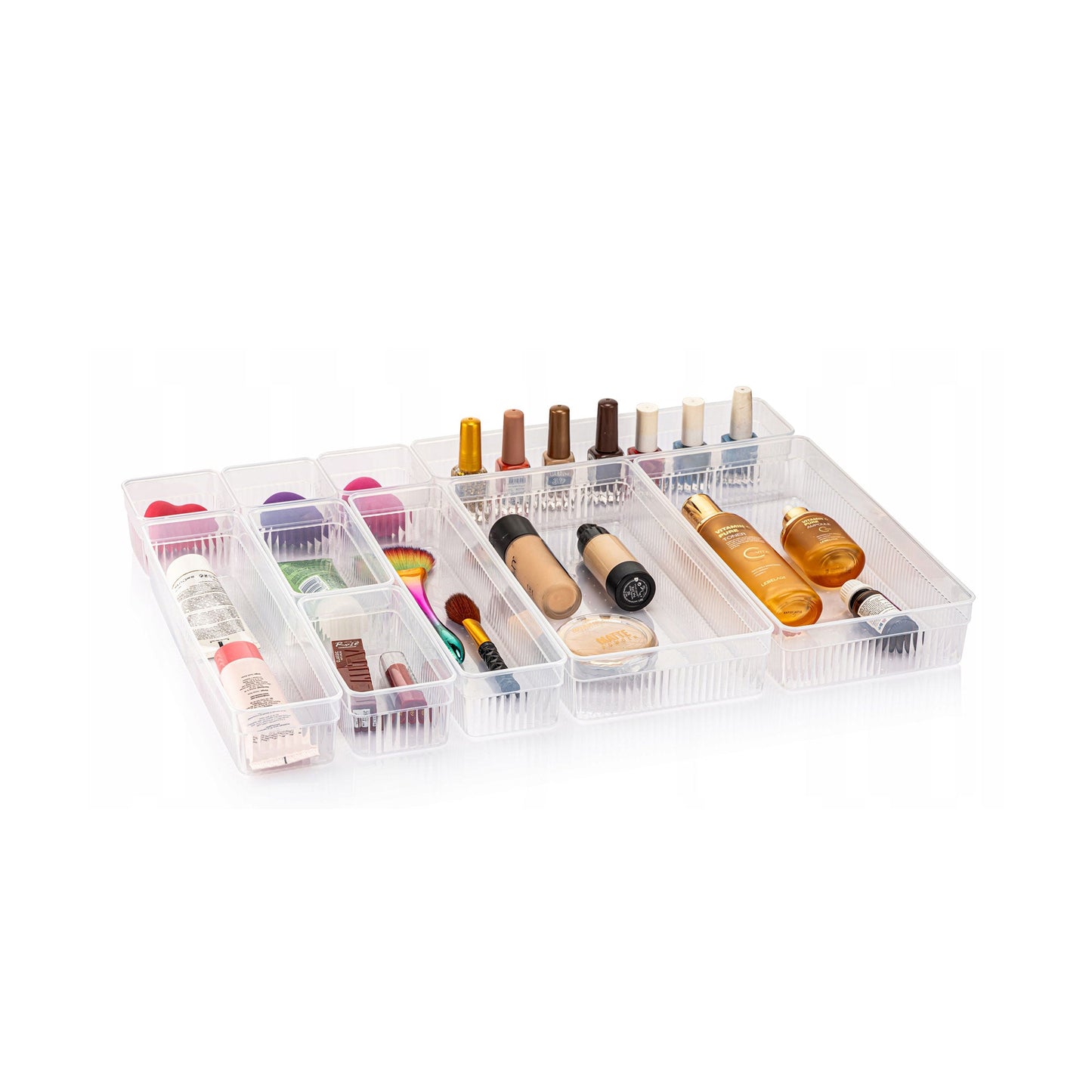 HELDENA Nero Schubladenorganizer 10er Set – Transparent & Anthrazit