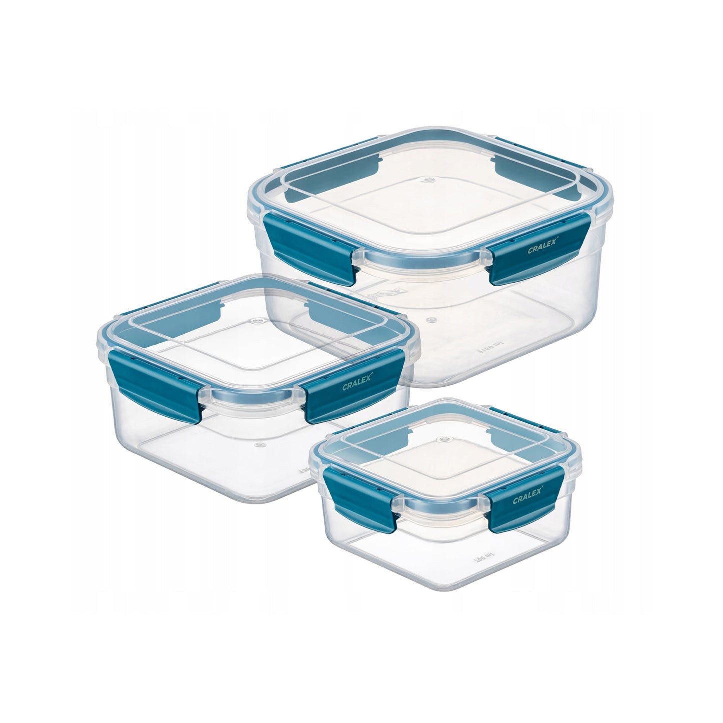 CRALEX Bona Airtight Lebensmittelbehälter 3er Set quadratisch Blau