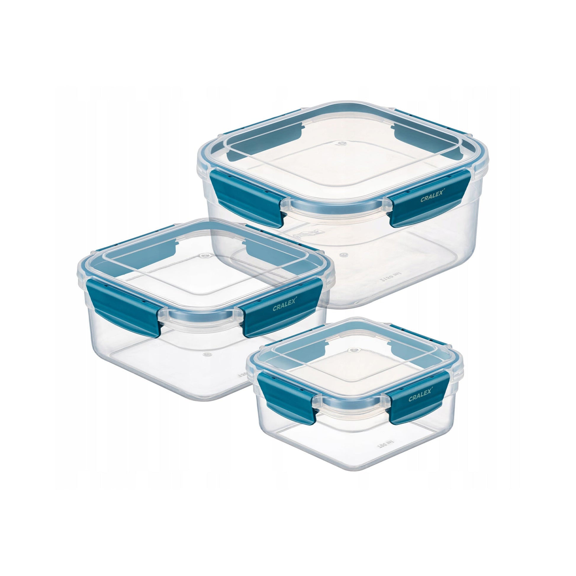 CRALEX Bona Airtight Lebensmittelbehälter 3er Set quadratisch Blau