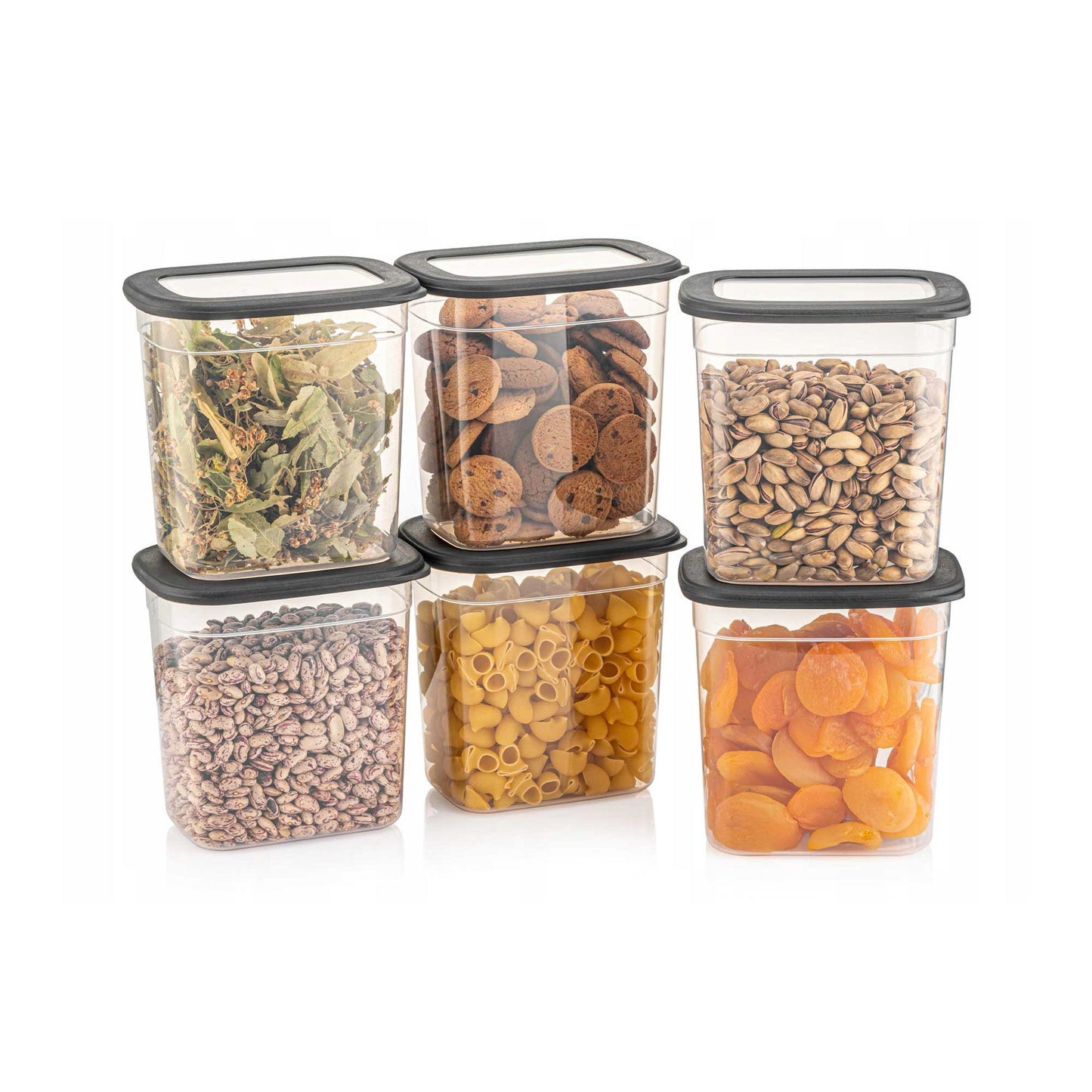 CRALEX Tosca rechteckig 6er Set 2L anthrazit für Küche und Meal Prep