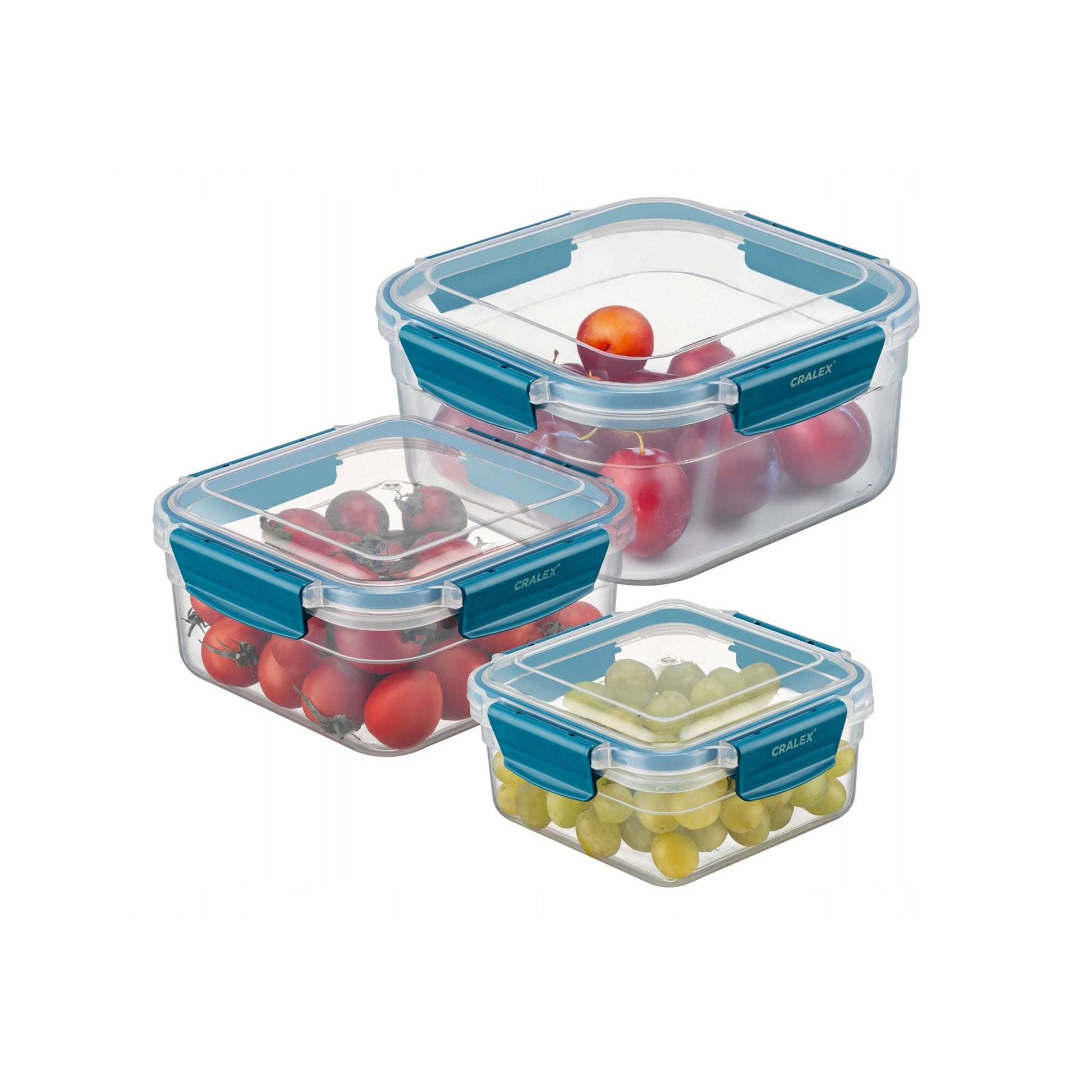 CRALEX Bona Airtight Lebensmittelbehälter 3er Set rechteckig Blau
