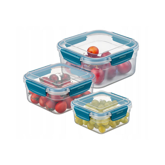 CRALEX Bona Airtight Lebensmittelbehälter 3er Set rechteckig Blau