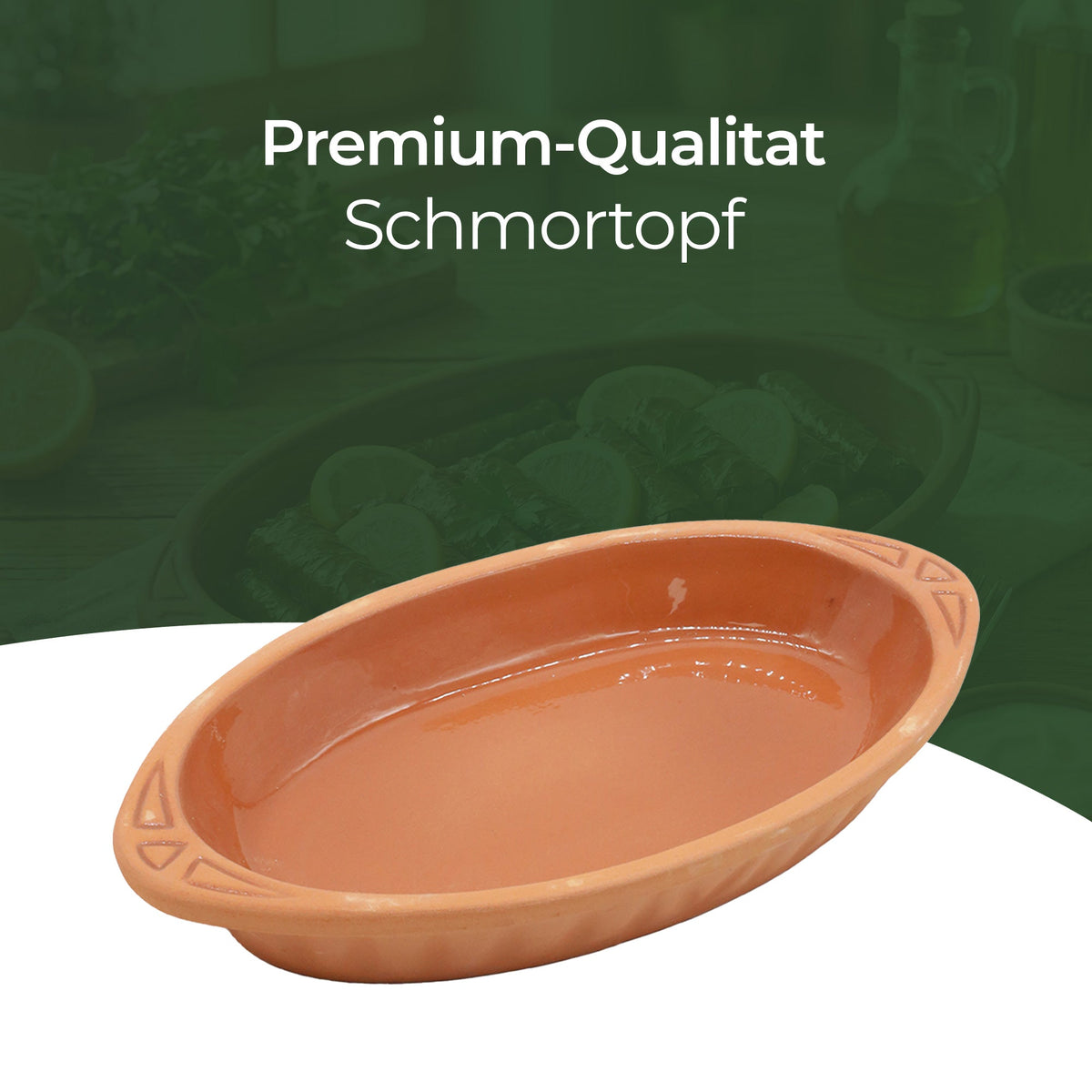 Glasierte Terrakotta Auflaufform für Ofengerichte und Tapas
