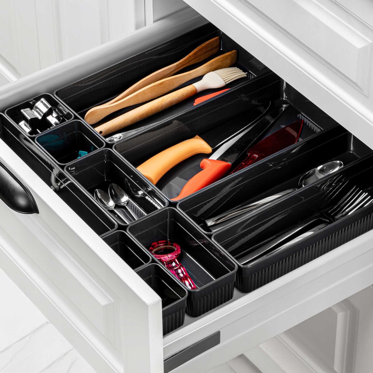 HELDENA Nero Schubladenorganizer 10er Set – Transparent & Anthrazit