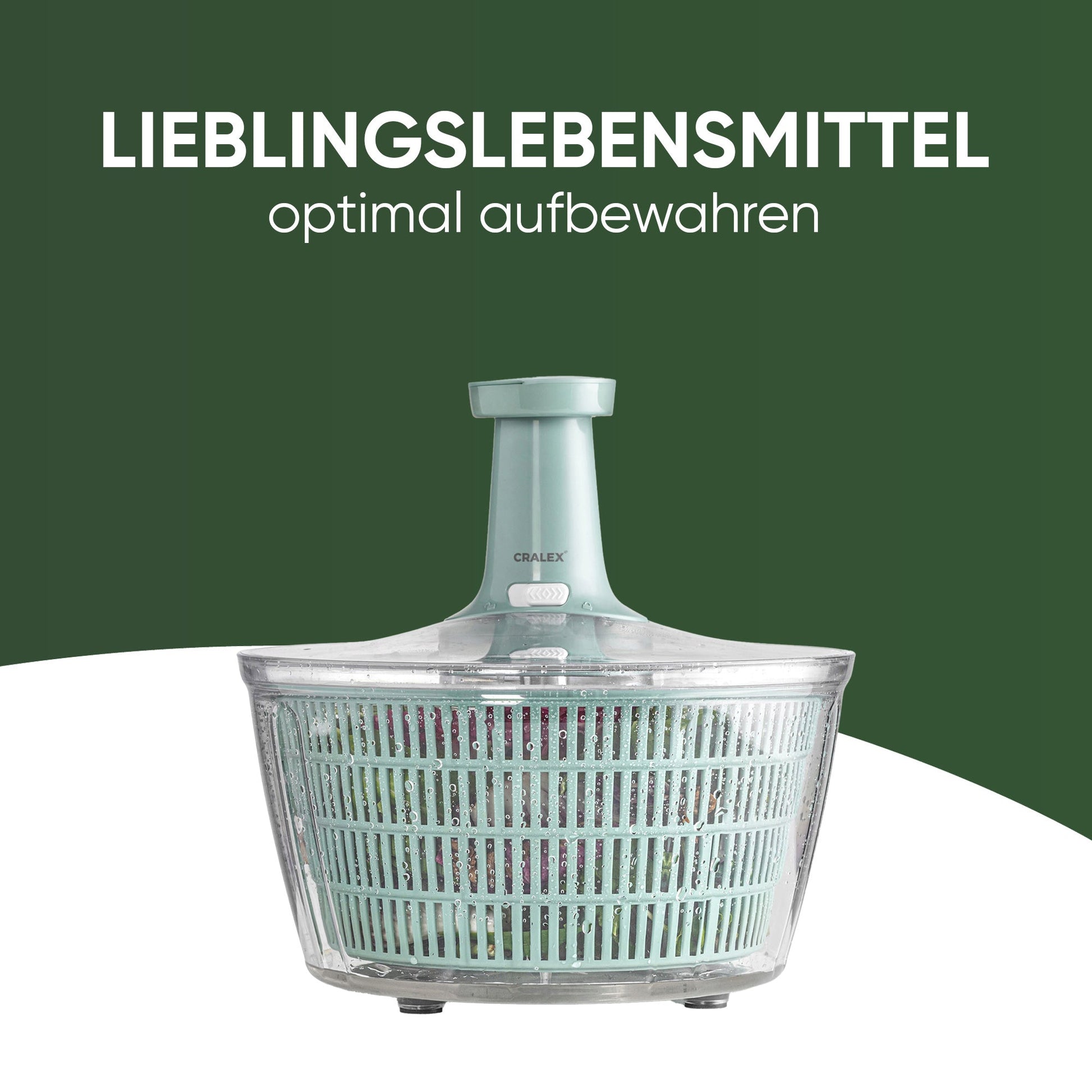 CRALEX Salatschleuder Set mit Deckeln Detailansicht für Salat und Kräuter
