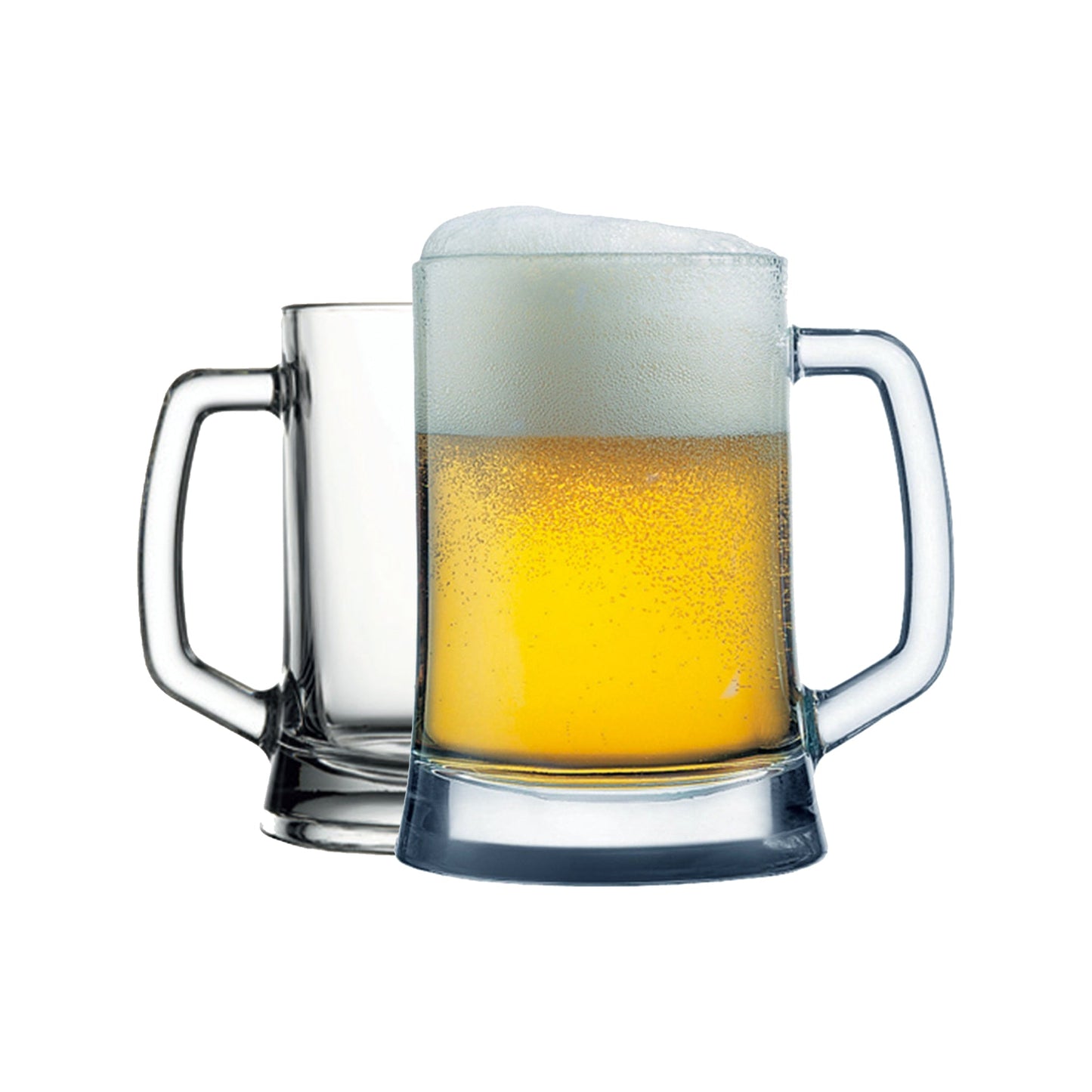 Klares Bierglas mit Henkel von Pasabahce für Bier Radler und Softdrinks