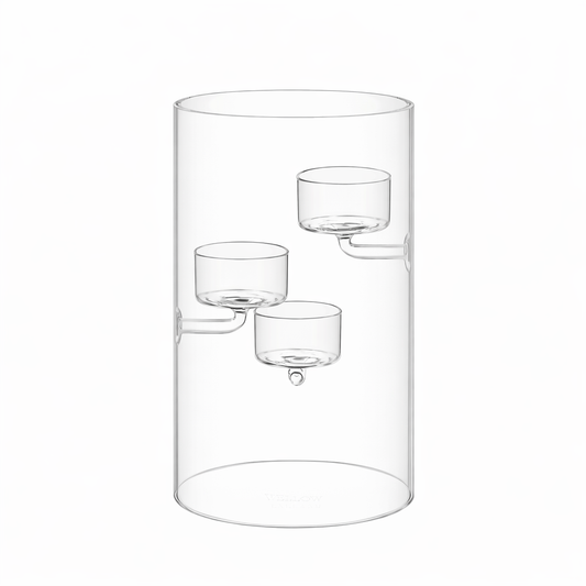 Wilmax Teelichthalter aus Glas für 3 Teelichter, 20 cm