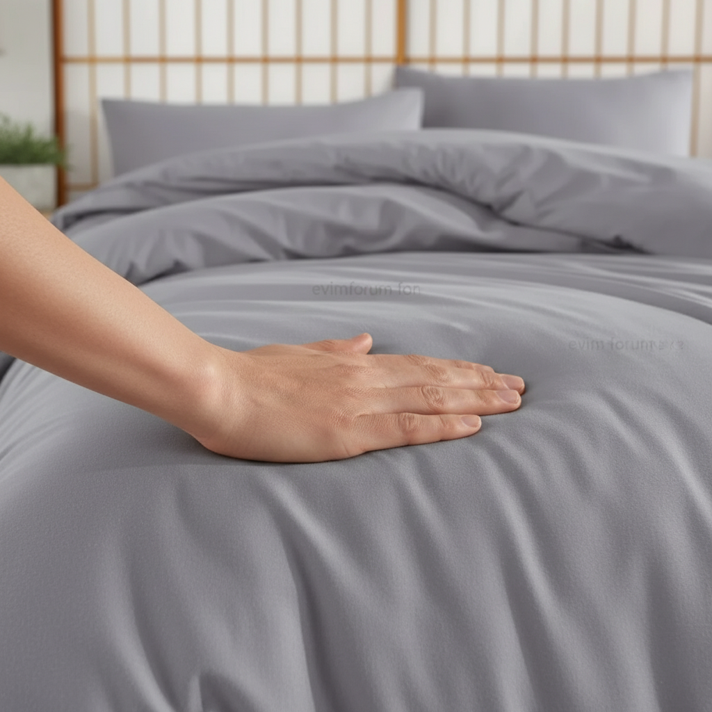 Bettwäsche Set Grau aus 100% Baumwolle Ranforce mit Spannbettlaken