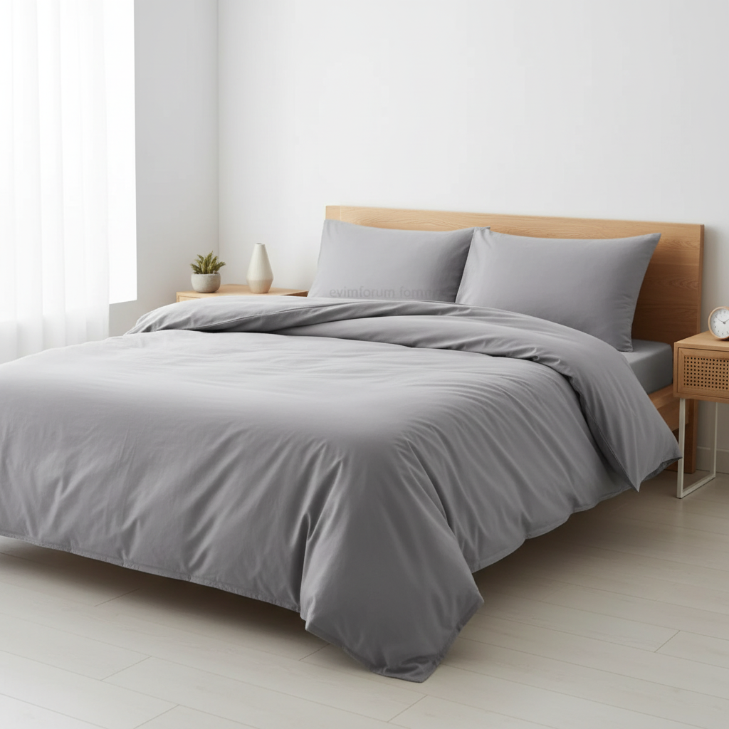 Bettwäsche Set Grau aus 100% Baumwolle Ranforce mit Spannbettlaken