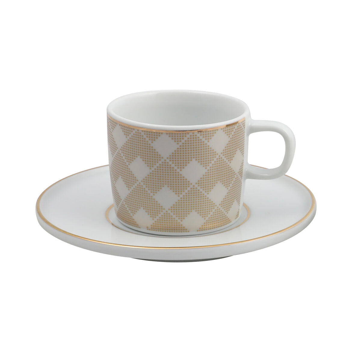 GÜRAL Mental Kaffeeservice Weiß Braun 4-teilig für Kaffee Geschenk und Zuhause