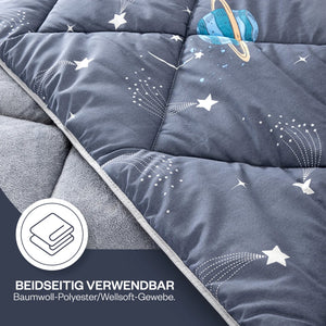 Doppelseitige HELDENA Astronaut Bettdecke mit Muster- und Wellsoft-Seite