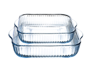 HELDENA quadratische Glas-Auflaufformen, 2er Set, 1660 und 2900 ml