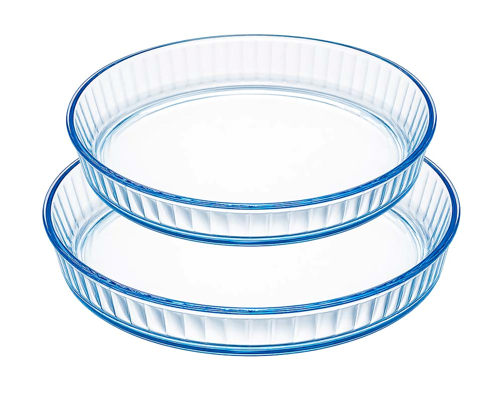 HELDENA runde Glas-Auflaufformen, 2er Set, 1750 und 2680 ml