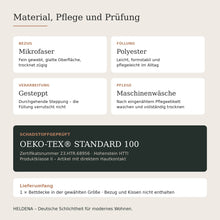 Material, Pflege und OEKO-TEX Zertifizierung der HELDENA Bettdecke