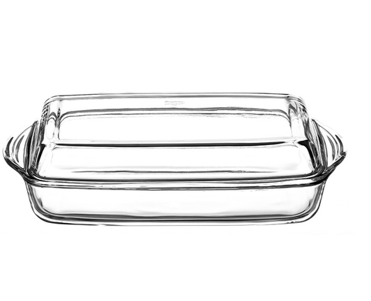 HELDENA Glas-Auflaufform 1950 ml mit Glasdeckel, rechteckig