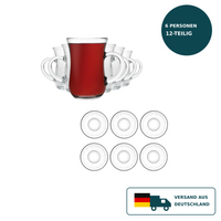 HELDENA Teegläser mit Untertassen 12-tlg. – 6×145 ml aus Klarglas