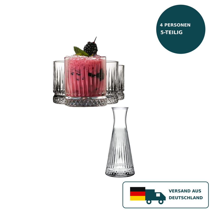 HELDENA Whiskygläser mit Karaffe – 4×355 ml plus 940 ml