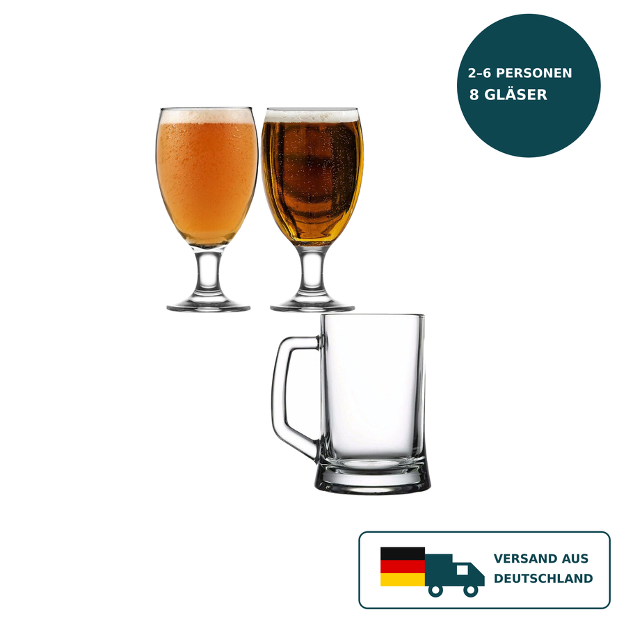HELDENA Biergläser und Bierkrüge – 6×590 ml plus 2×660 ml