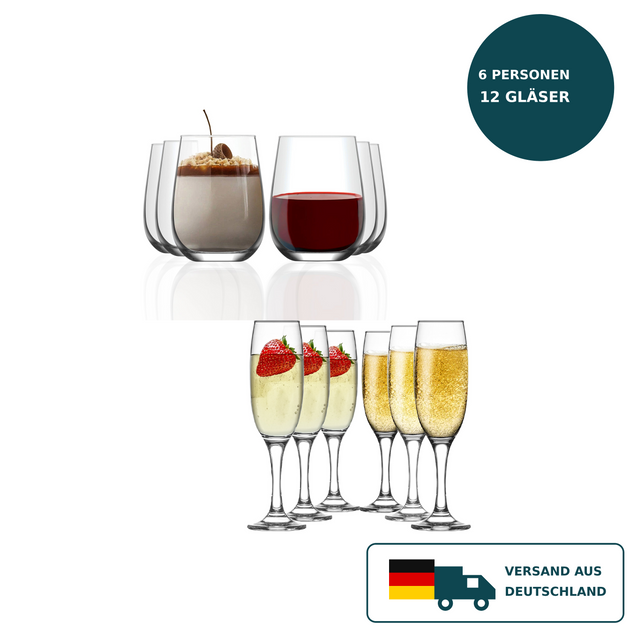HELDENA Wein- und Sektgläser 12-tlg. – 590 ml und 220 ml