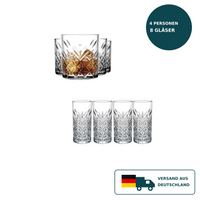 HELDENA Vintage Gläser 8-tlg. – Whisky- und Longdrinkgläser