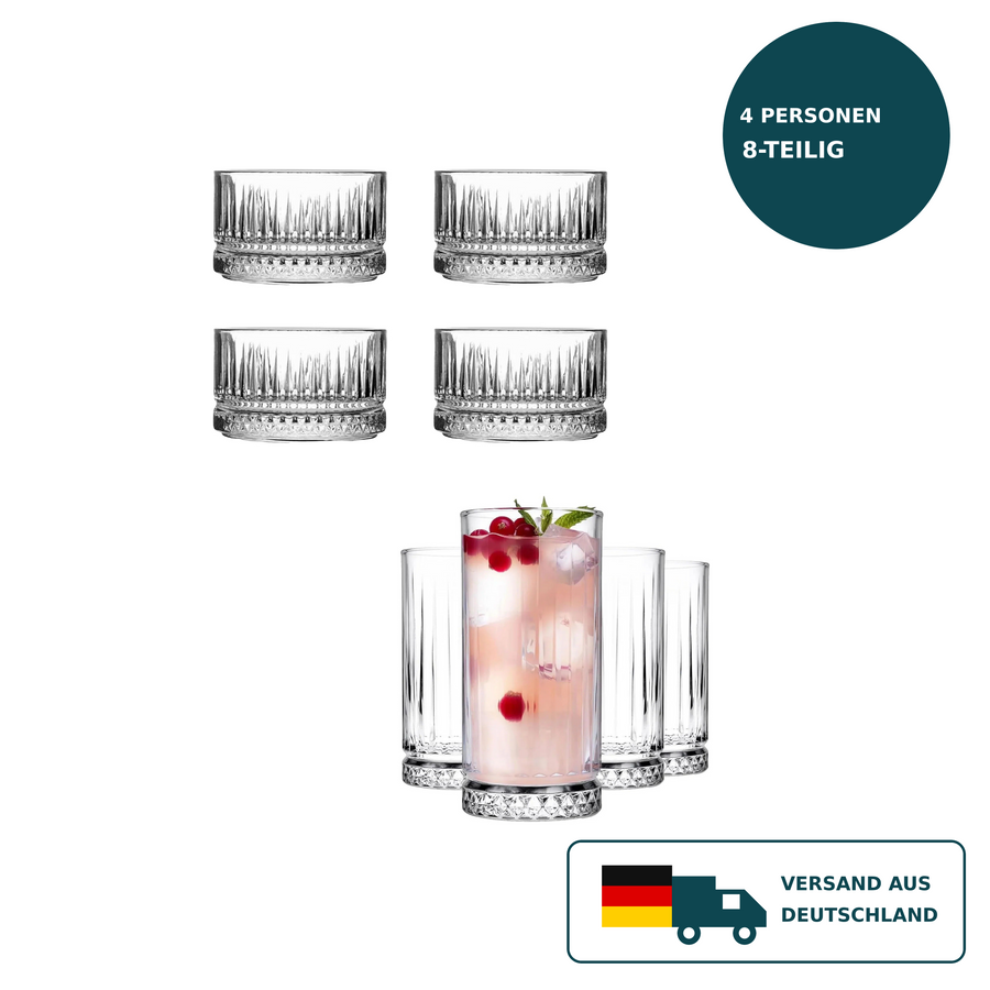 HELDENA Longdrinkgläser und Glasschalen – 365 ml und 235 ml