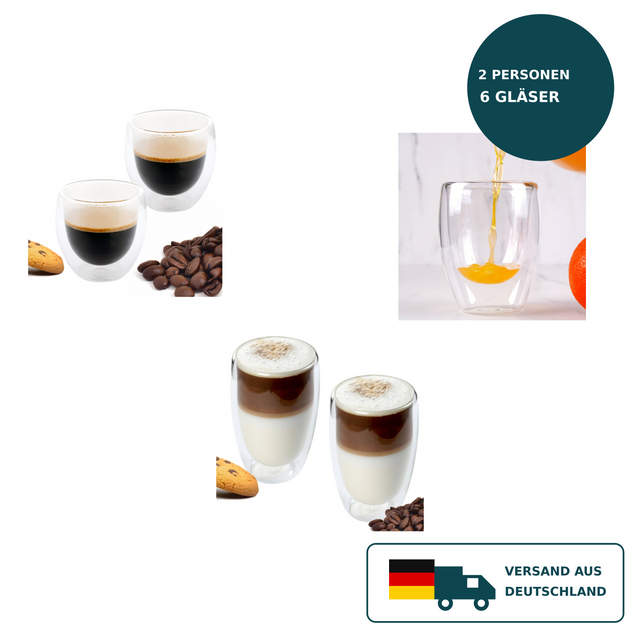 HELDENA doppelwandige Gläser 6-tlg. – 250, 350 und 450 ml