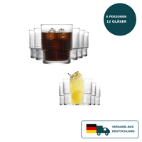 HELDENA Trinkgläser Set 12-tlg. – 6×325 ml + 6×400 ml aus Klarglas