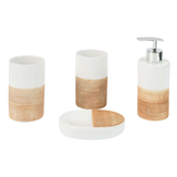 HELDENA Rimini Bad-Set Beige/Weiß aus Keramik, 4-teilig