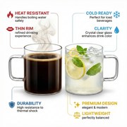Wilmax Kaffeetasse 160 ml 6er-Set Transparent Borosilikatglas – Anwendungs- oder Detailansicht; Lieferumfang: 6 Stück