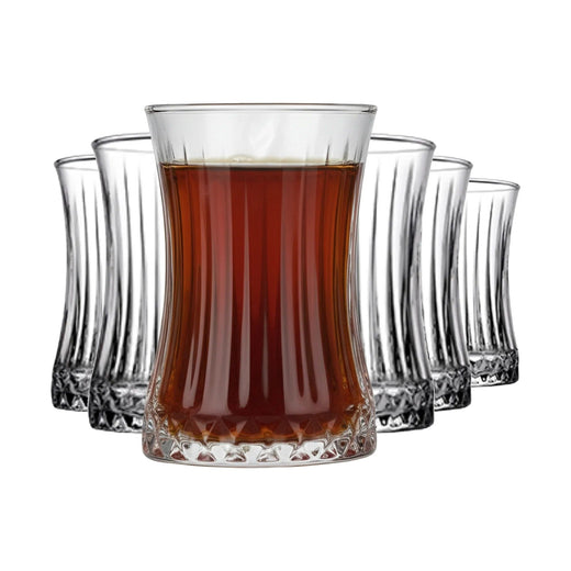 Pasabahce Elysia Teegläser 170 ml 6er Set türkische Çay Gläser mit elegantem Facetten Design
