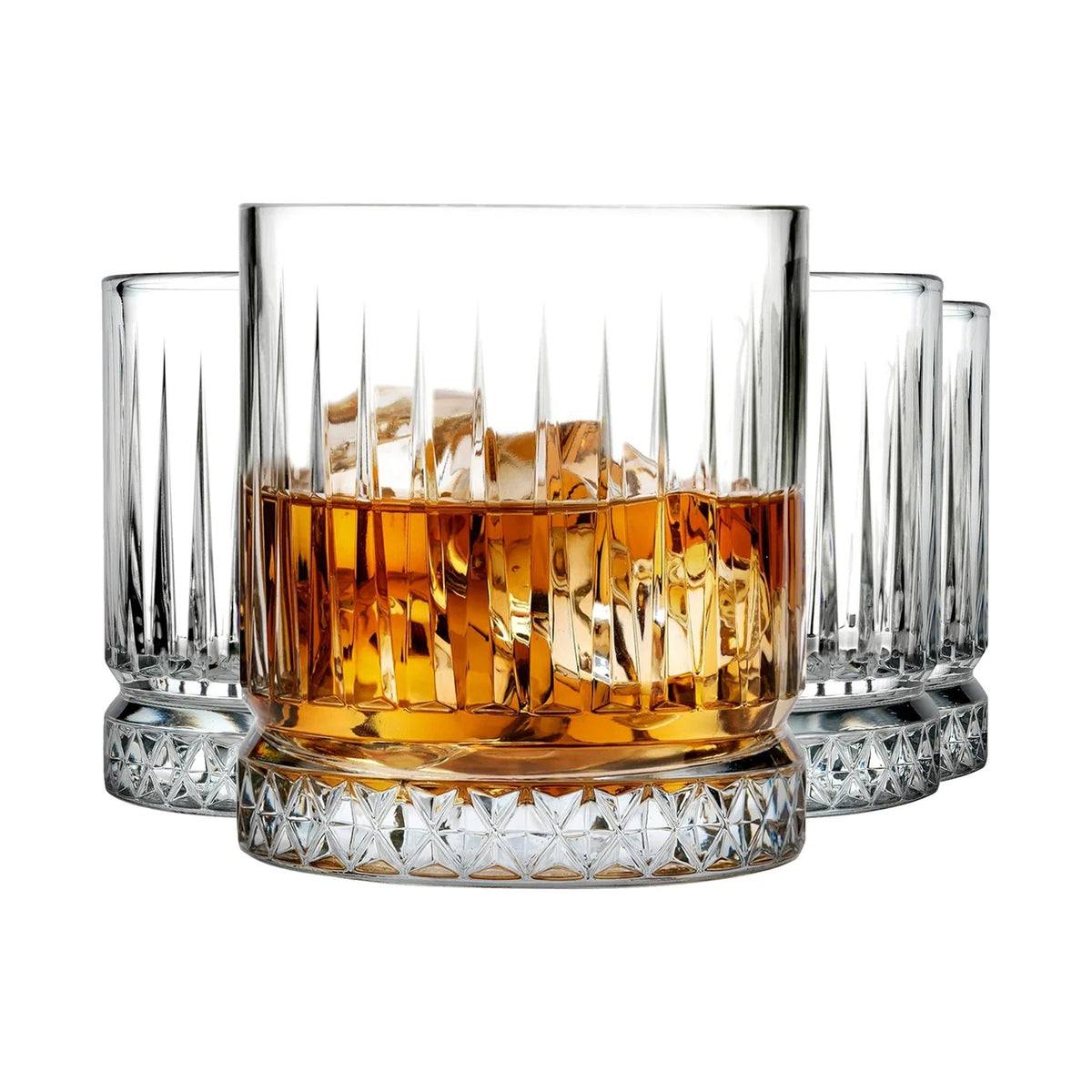 Pasabahce Elysia Whiskygläser 210 ml 4er Set Facettenschliff für Whisky und Bourbon