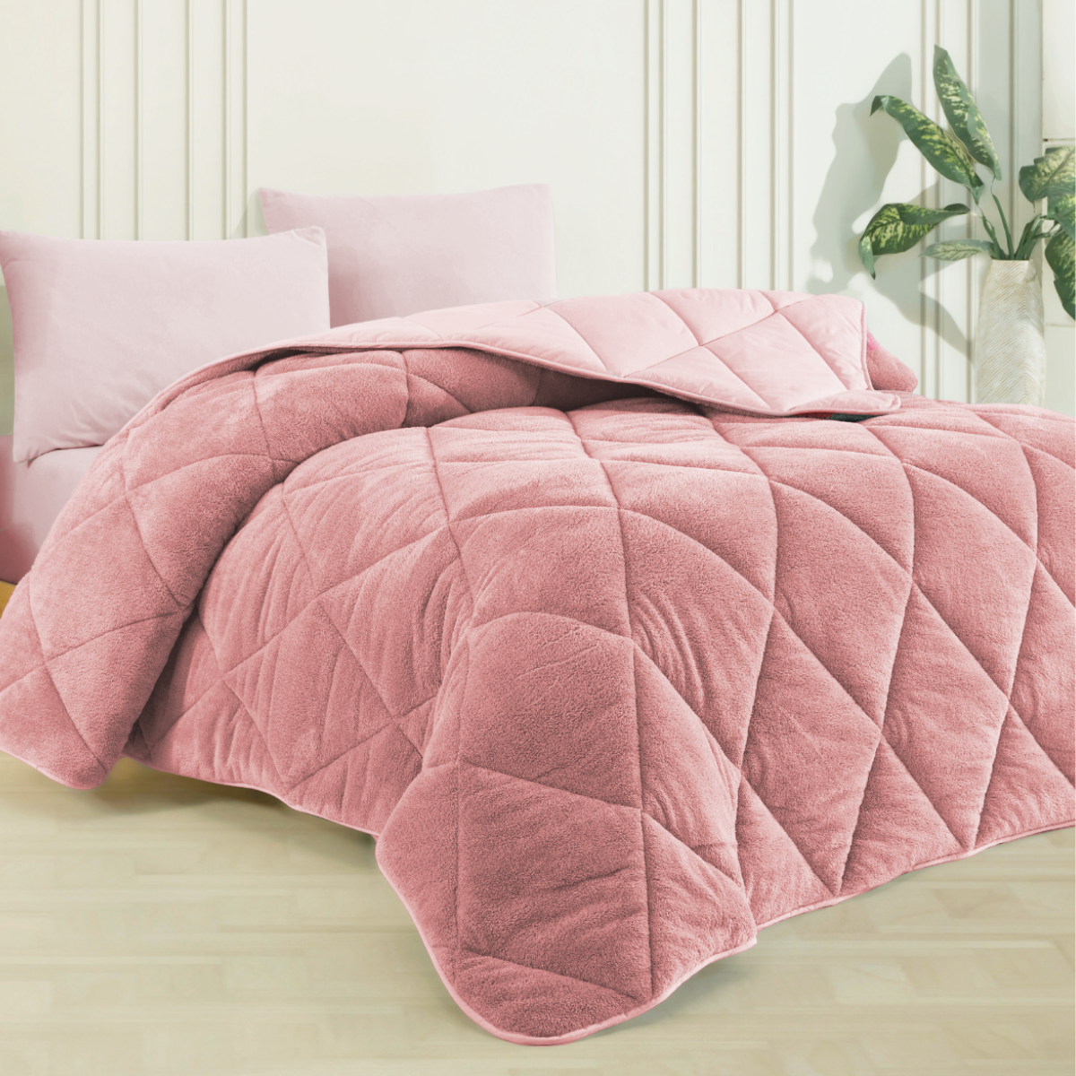 HELDENA Wellsoft Bettdecke Rosa – gesteppte Oberfläche