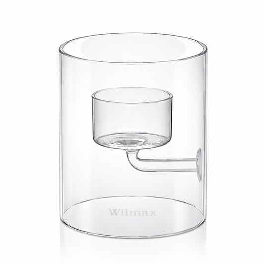 Wilmax Teelichthalter aus Glas für 1 Teelicht, 9 cm