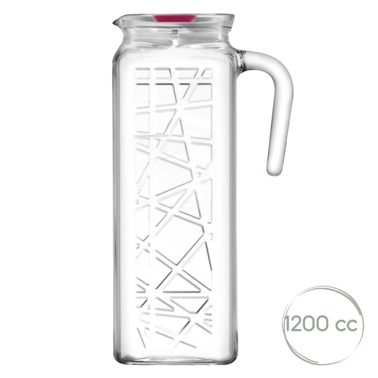 LAV Line Glaskrug 1200 ml transparent geradlinige Karaffe für Wasser und Saft