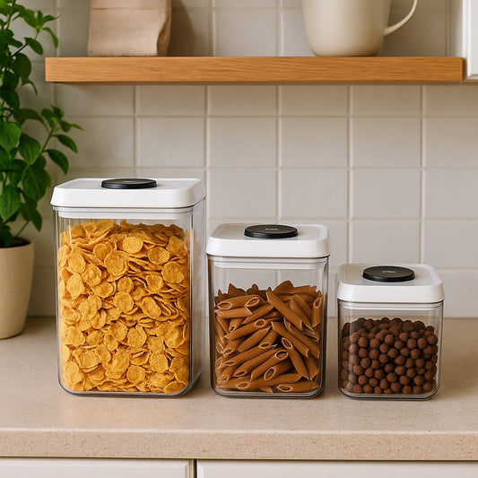 Drei stapelbare Vorratsdosen für Küche und Meal Prep