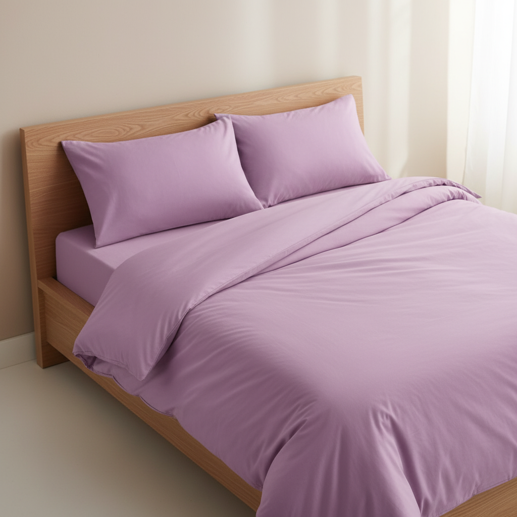 Ranforce Bettwäsche Lila Einzelbett 160x220 cm mit Kissenbezug Spannbettlaken