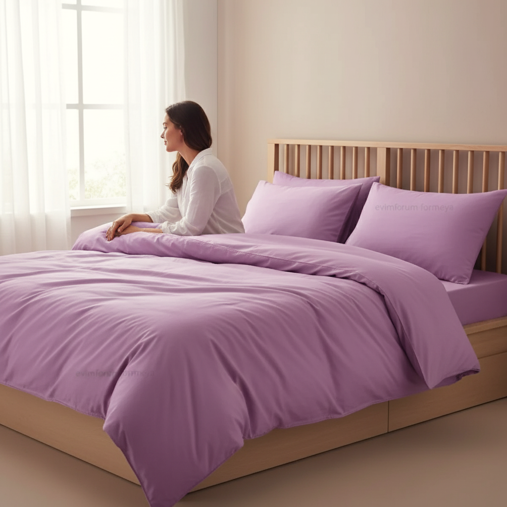 Bettwäsche Set Lila modern für Schlafzimmer und Gästezimmer