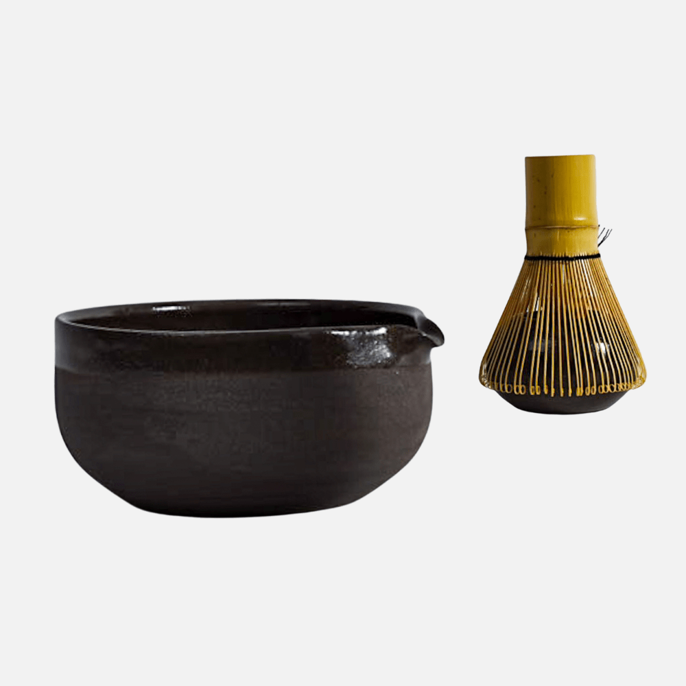 MATCHA Bundle Grau-Schwarz – handgemachtes Keramik Set für die Matchazubereitung