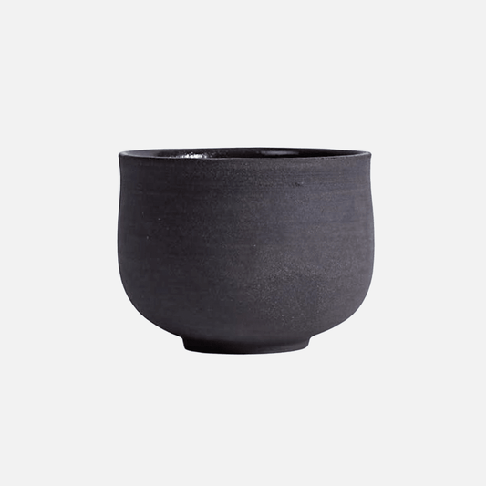 OCHA Teeschale Grau-Schwarz – handgemachte Steinzeug Schale für Tee und Matcha