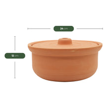 Tontopf 2,5 L Maßansicht – 24 cm Durchmesser, ideal für 2-4 Personen