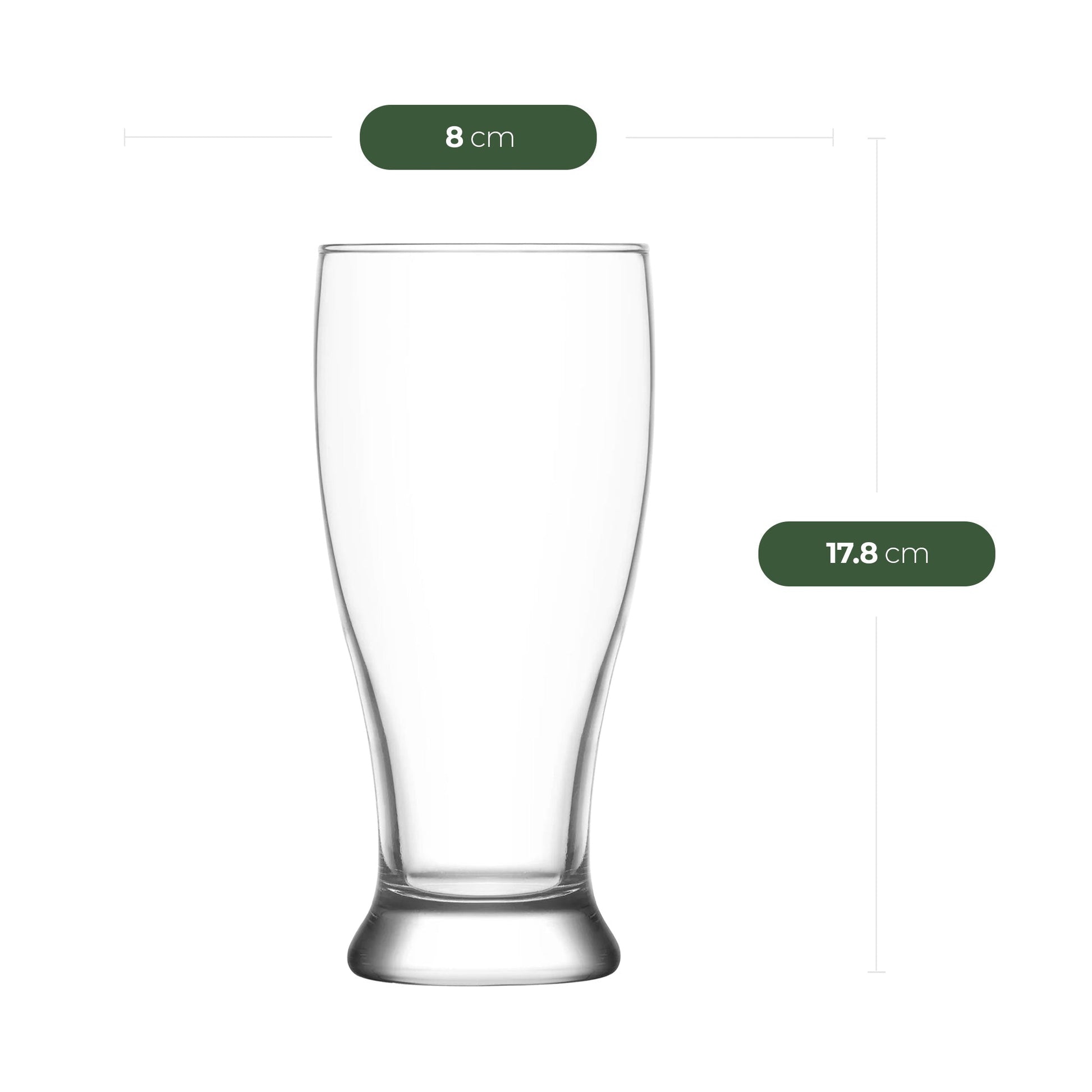 LAV Brotto Bierglas 565 ml Maßansicht aus klarem Glas für Bier und Getränke