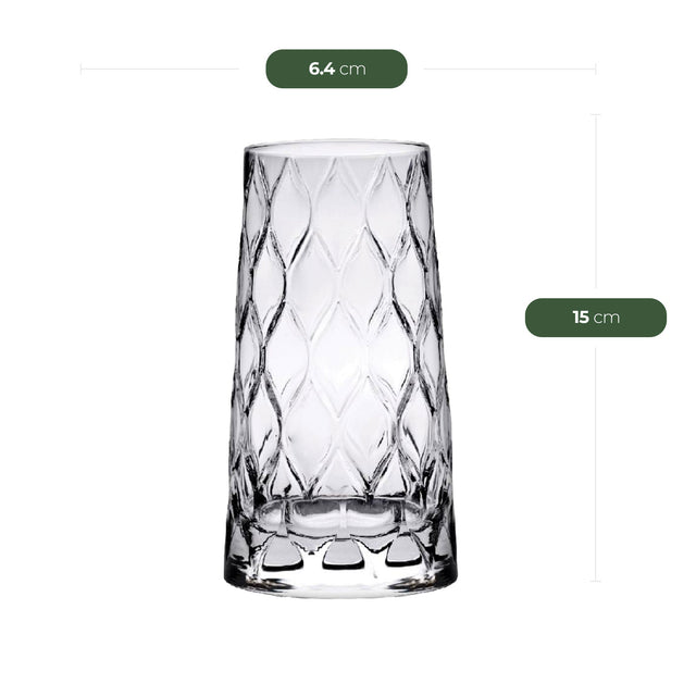 HELDENA Leafy Longdrinkglas 450 ml – Maßansicht