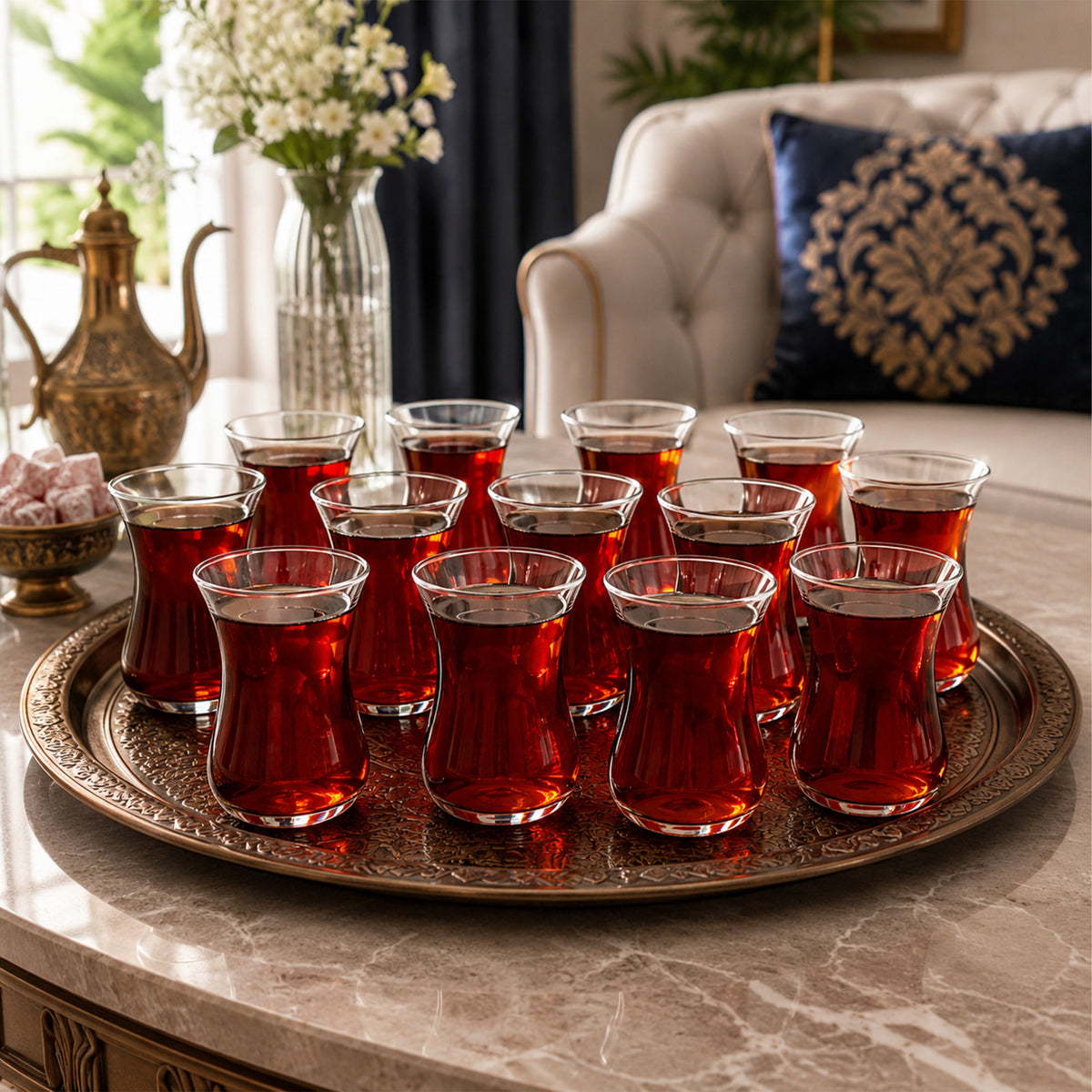 HELDENA Teegläser 120 ml – 12er Set aus klarem Glas für türkischen Tee