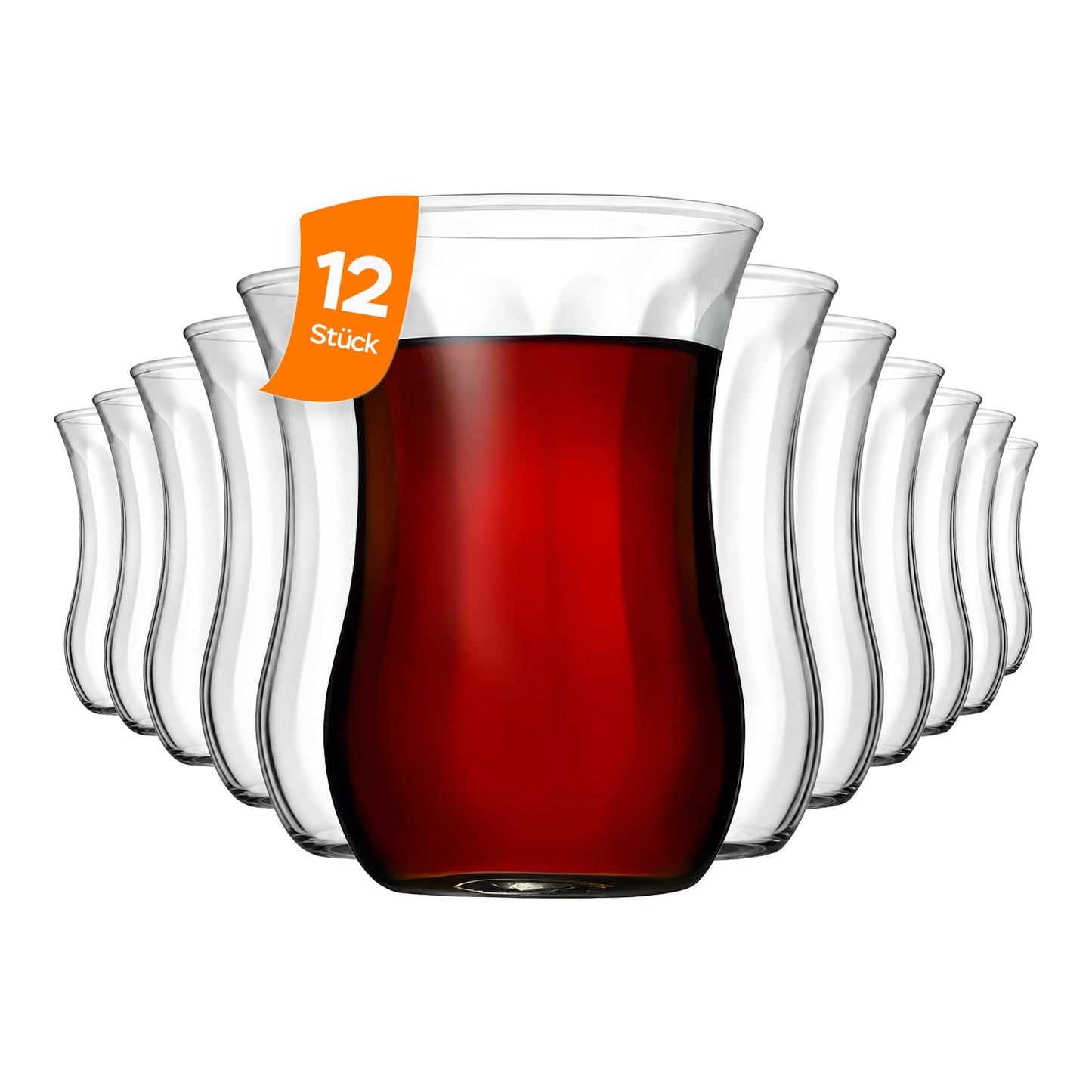 HELDENA Üsküdar Teegläser 120 ml – 12er Set aus klarem Glas für türkischen Tee