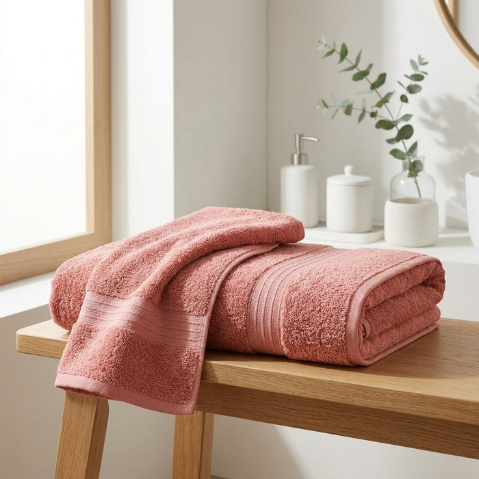 HELDENA Duschtuch Set 2er Lachs – 100% Baumwolle 90×170 cm & Haartuch 50×85 cm