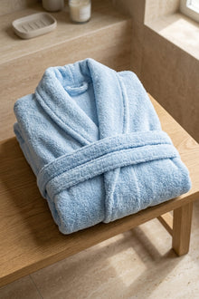 HELDENA Bademantel Eisblau aus 100% Baumwolle, weich und saugfähig