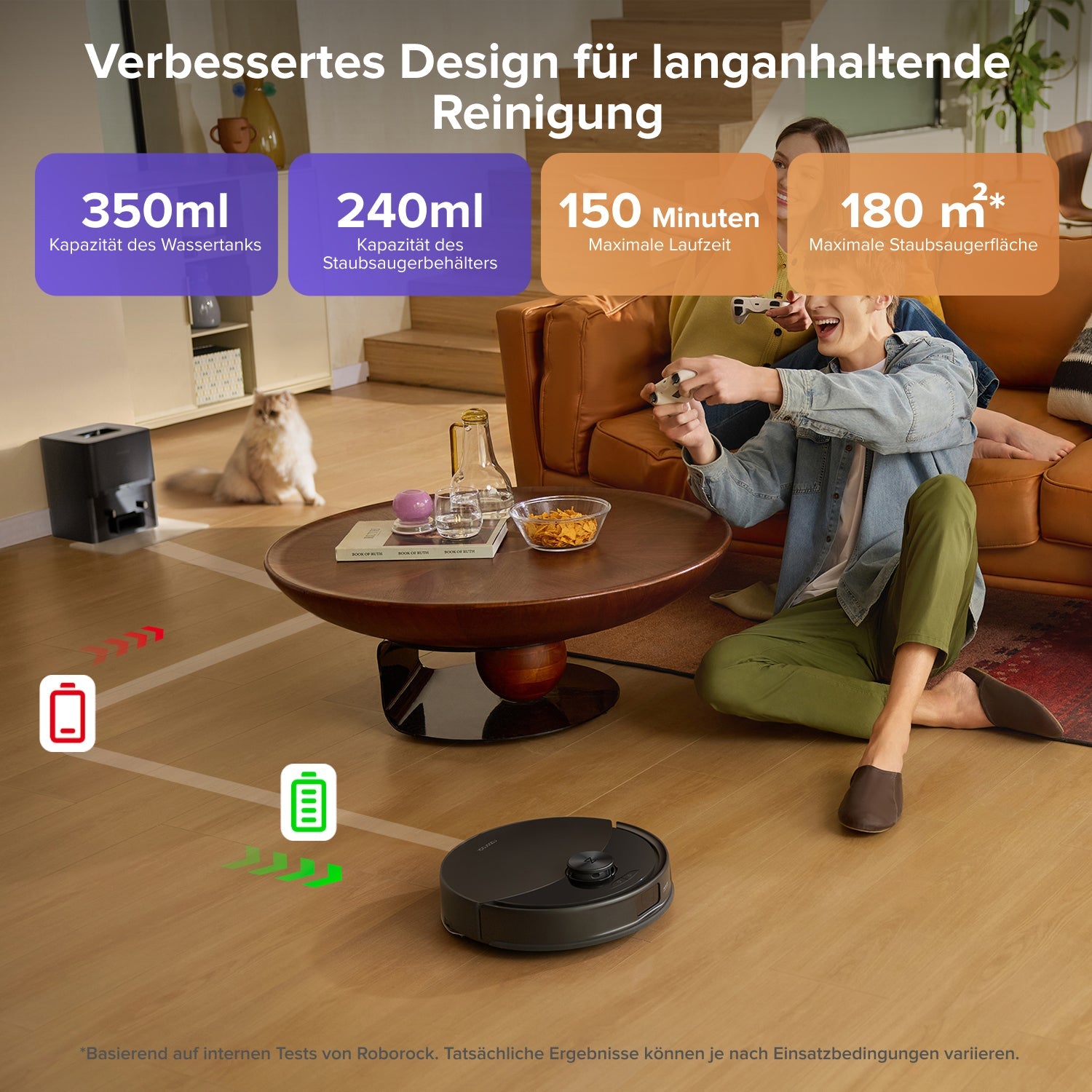Roborock Q10 S5+ schwarzer Saugroboter App-Karte mit Zonenreinigung und LiDAR