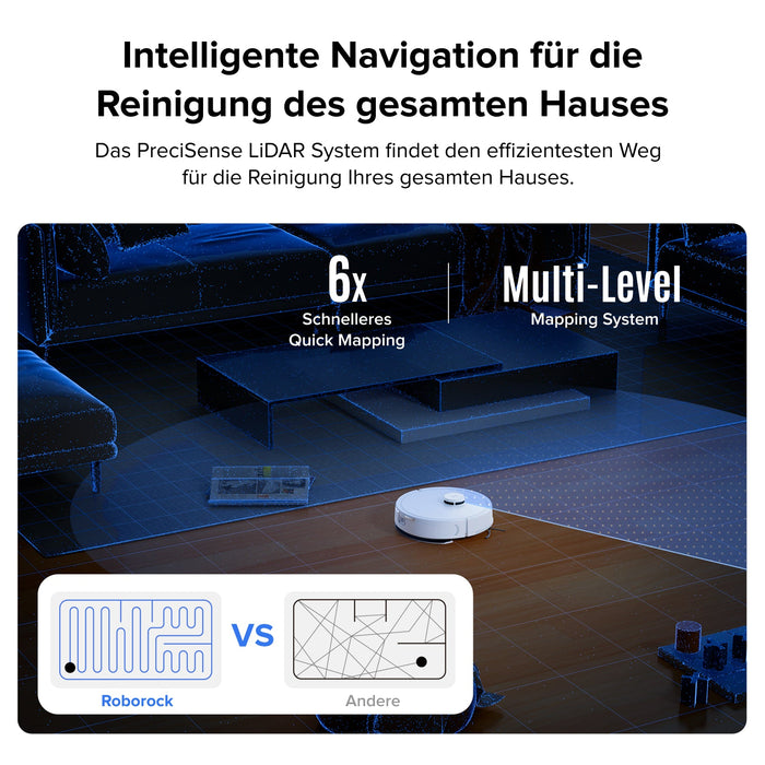 Roborock Q7 L5 schwarze Variante Wohnzimmer Lifestyle Hartboden