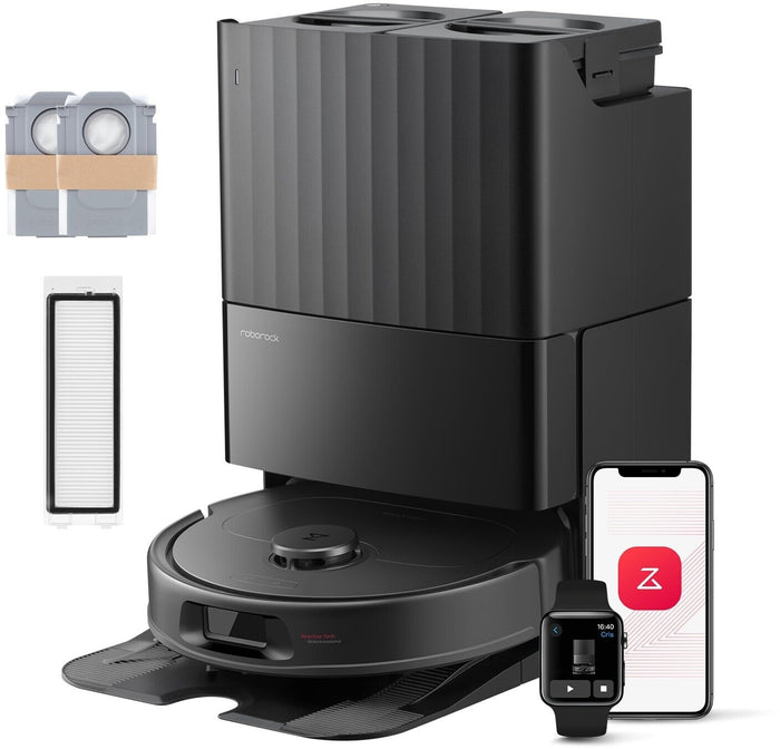 HELDENA Roborock QV 35S Set – schwarzer Saug- und Wischroboter mit Multifunktionsdock